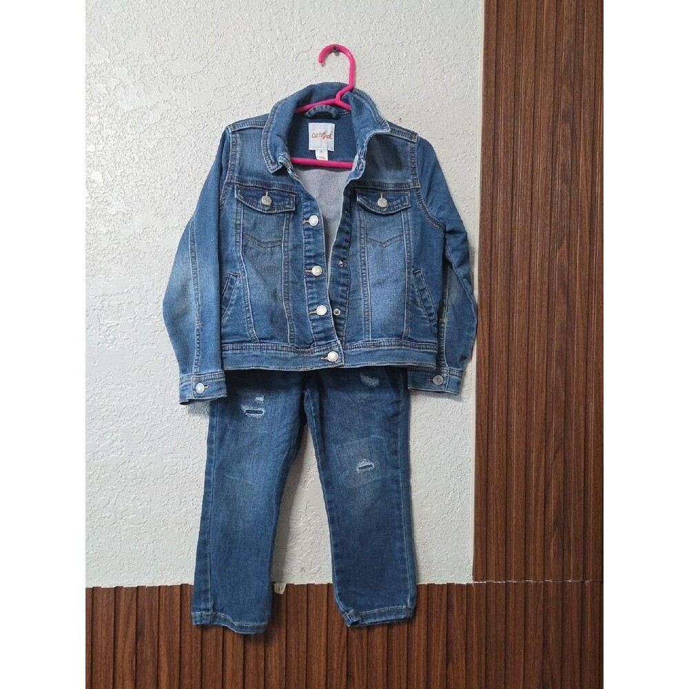 Cat & Jack Kids Blue Denim Jacket Set .sz 5t Girls.